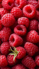 Ripe raspberries burst with color, creating a rich tapestry of vibrant textures and flavors Generative AI