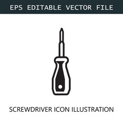 Screwdriver Icon Logo Vector Image in Black and White
