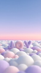 Pastel Fluffy Cloudscape with Joyful 3D Letters