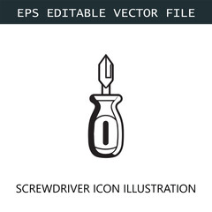 Screwdriver Icon Logo Vector Image in Black and White
