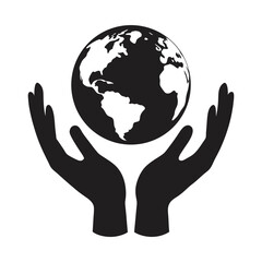 hands holding the earth gently vector silhouette