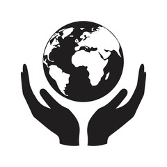 hands holding the earth gently vector silhouette
