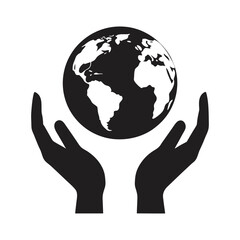 hands holding the earth gently vector silhouette