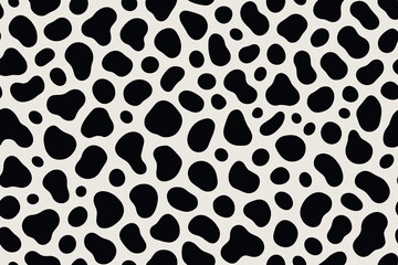 Seamless Dalmatian fur pattern with dense black spots on white background