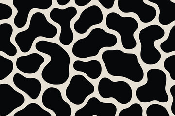 Seamless tapir skin pattern with large black spots on white background