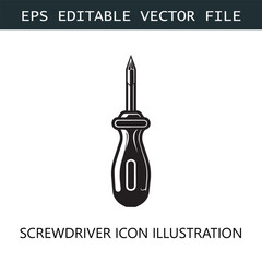 Screwdriver Icon Logo Vector Image in Black and White
