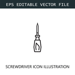 Screwdriver Icon Logo Vector Image in Black and White

