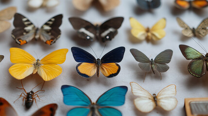 A stunning display of pinned butterflies showcases nature's artistry and diversity Generative AI