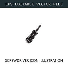 Screwdriver Icon Logo Vector Image in Black and White
