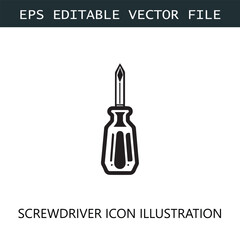 Screwdriver Icon Logo Vector Image in Black and White

