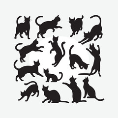 set of cats silhouettes. vector isolated silhouette cat set