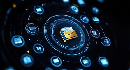 Email network; digital communication hub. 