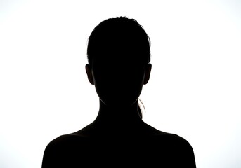 Silhouette of a woman isolated on white background