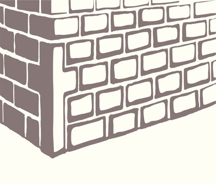 Vector drawing. Cornerstone at the base of the wall