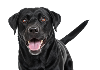 Isolated Smiling Labrador Retriever Close Up Portrait