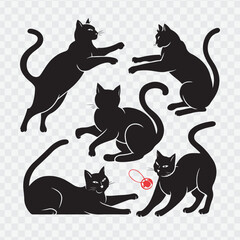 set of cats silhouettes. vector isolated silhouette cat set