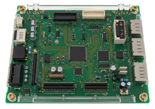 Isolated Detailed Electronic Circuit Board with Components