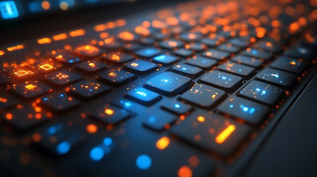 Close-up of glowing keyboard