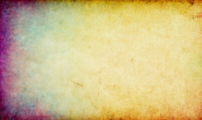 Obraz premium Vintage multicolored paper texture with faded edges and weathered surface, ideal for antique backgrounds, creative collages, retro posters, or scrapbook designs with nostalgic appeal.