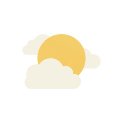 Sun and Clouds: Minimalist Weather Icon, Simple Design Element