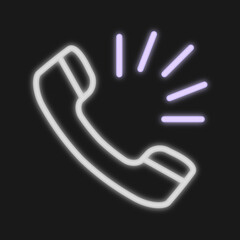 Neon Phone Icon:  Contact Us, Support, Communication Symbol