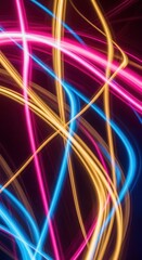 Neon abstract light trails in vibrant colors