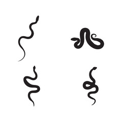 Black Snake Silhouette Set Chinese Zodiac Snake Icon Vector Illustration for Chinese New Year Design on White Background
