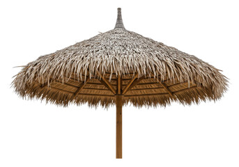 Isolated Straw Beach Umbrella on White