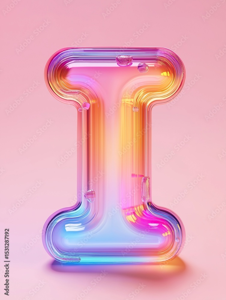 Fototapete 3d rendered translucent glass letter 