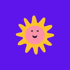 Happy Sun Illustration: Cheerful Yellow Sun Design for Positive Vibes