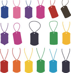 Diverse Tag & Label Collection: Vibrant Flat Design Price Tags, Gift Labels, Military Dog Tags, and Blank Templates for Branding & Creative Marketing Projects.