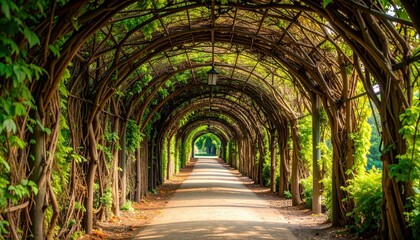 Obraz premium Serene Tunnel of Woven Vines Forming a Natural Pathway