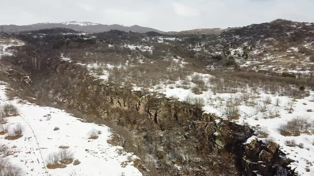 snowy foothills of Aragats from a bird's eye view