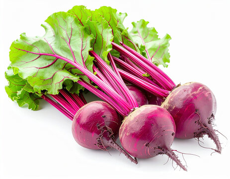 Fresh organic beets with green leaves AI