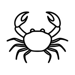 Crab black and white silhouette on white background
