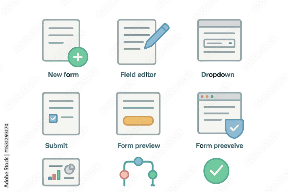 Poster user interface icons for form creation and editing tools