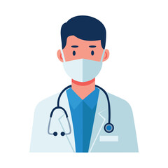 Fototapeta premium medical doctor with stethoscope. a man in a mask and a white coat 