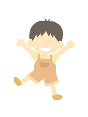 笑顔でジャンプする男の子のイラスト