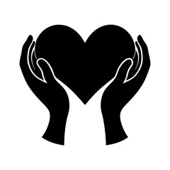 hands show gesture heart with heart inside vector silhouette