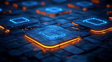 Futuristic circuit board with glowing elements