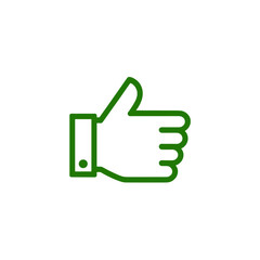 Obraz premium Green Thumb in minimal line style green icon on transparent background