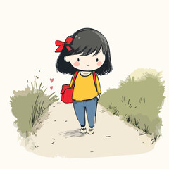 little girl with a backpack