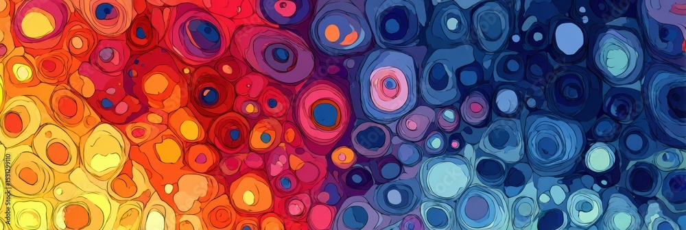 Poster stylized colorful retina pattern with abstract design showcasing vibrant hues and clear top margin