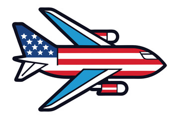 A american flag color airbus, plane vector illustration on white background.