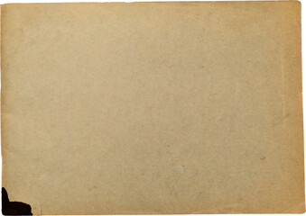 A tan paper sheet with slight discoloration and a dark spot in the corner