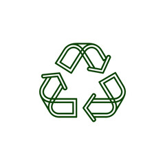 Obraz premium Recycle symbol minimal line style green eco icon on transparent background
