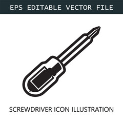 Screwdriver Icon Logo Vector Image in Black and White
