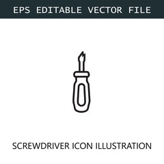 Screwdriver Icon Logo Vector Image in Black and White
