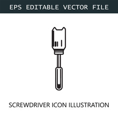 Screwdriver Icon Logo Vector Image in Black and White
