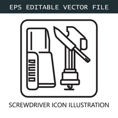 Screwdriver Icon Logo Vector Image in Black and White

